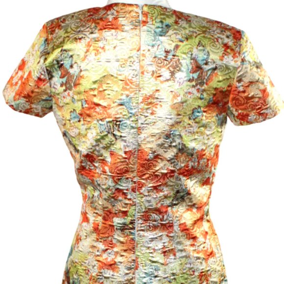 Erin Healy One of a Kind Custom Made Orange Blossom Polished Brocade Dre… - Picture 9 of 11